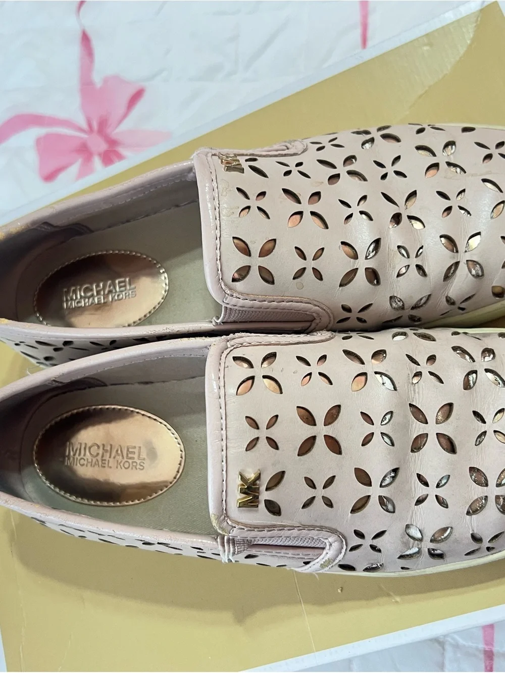 Michael Kors Pink Perforated Slip-On Sneakers